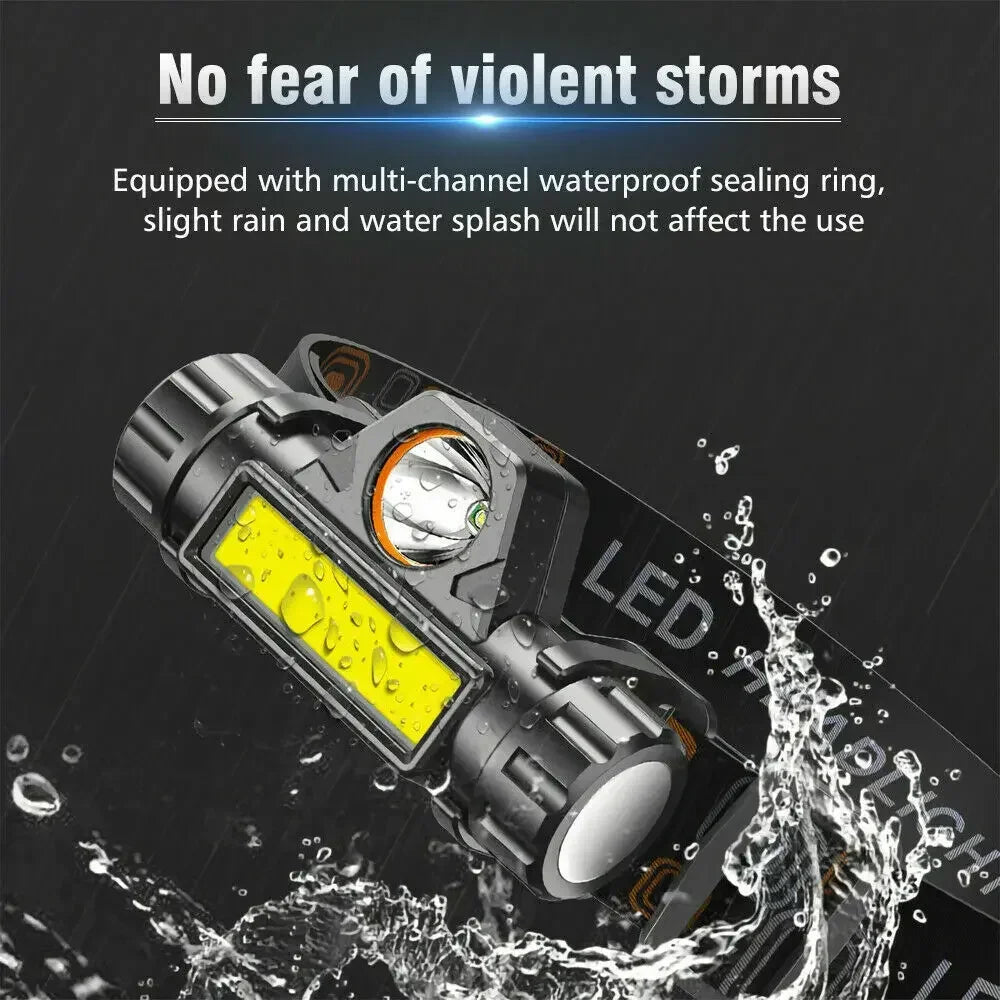 Rechargeable COB LED Magnetic Headlamp — Wide-Beam Work Light with Hands-Free Wear