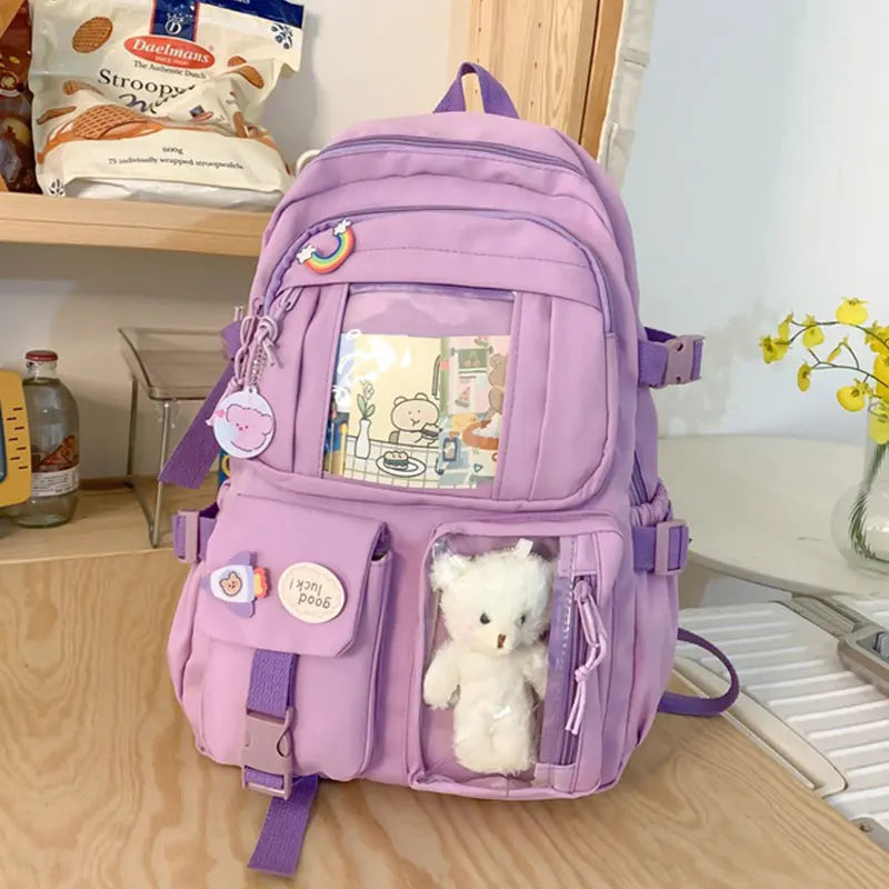 HTLT Korean Style Nylon Backpack – Large Capacity Waterproof Student School Bag for Women