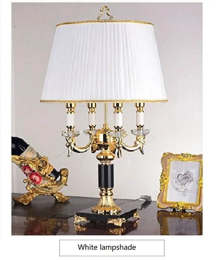 Crystal Table Lamp – Black or Beige Fabric Shade