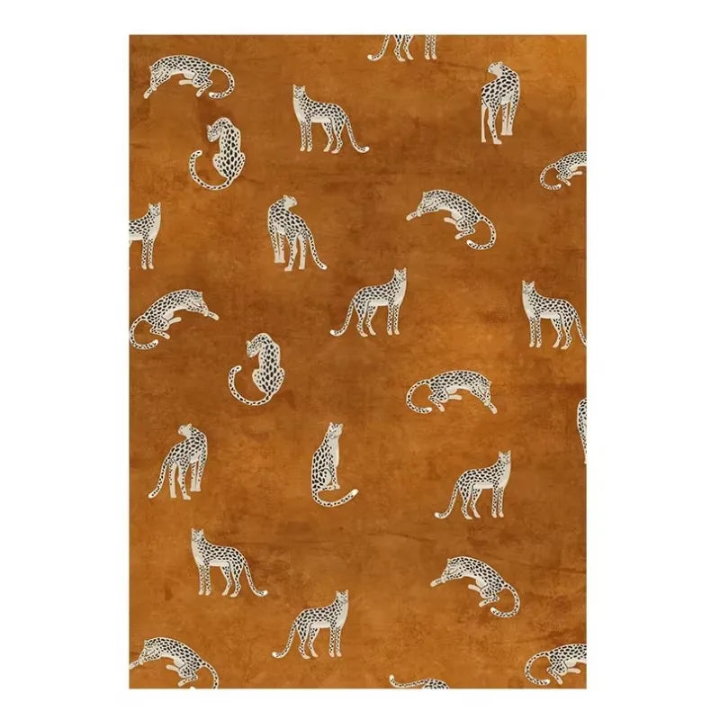 Leopard Print Plush Lounge Rug – Light Luxury Non-Slip Flannel Carpet for Living Room & Bedroom