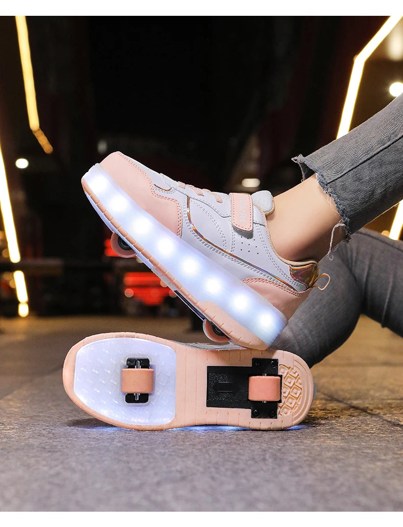 Children's LED Light Roller Skates – Multi-Functional Detachable Wheel Shoes, Size 29-41 for Students