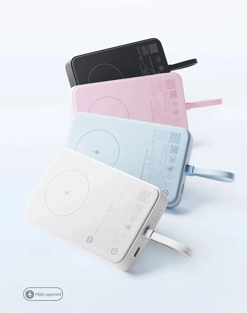 Xiaomi 10000mAh Magnetic Power Bank 33W – Built-in USB-C Cable, Wireless Charging for iPhone & Android