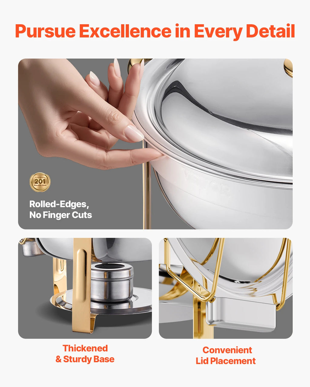 4-Pack Stainless Steel Chafing Dish Buffet Set – Full Size Catering Warmer for Parties