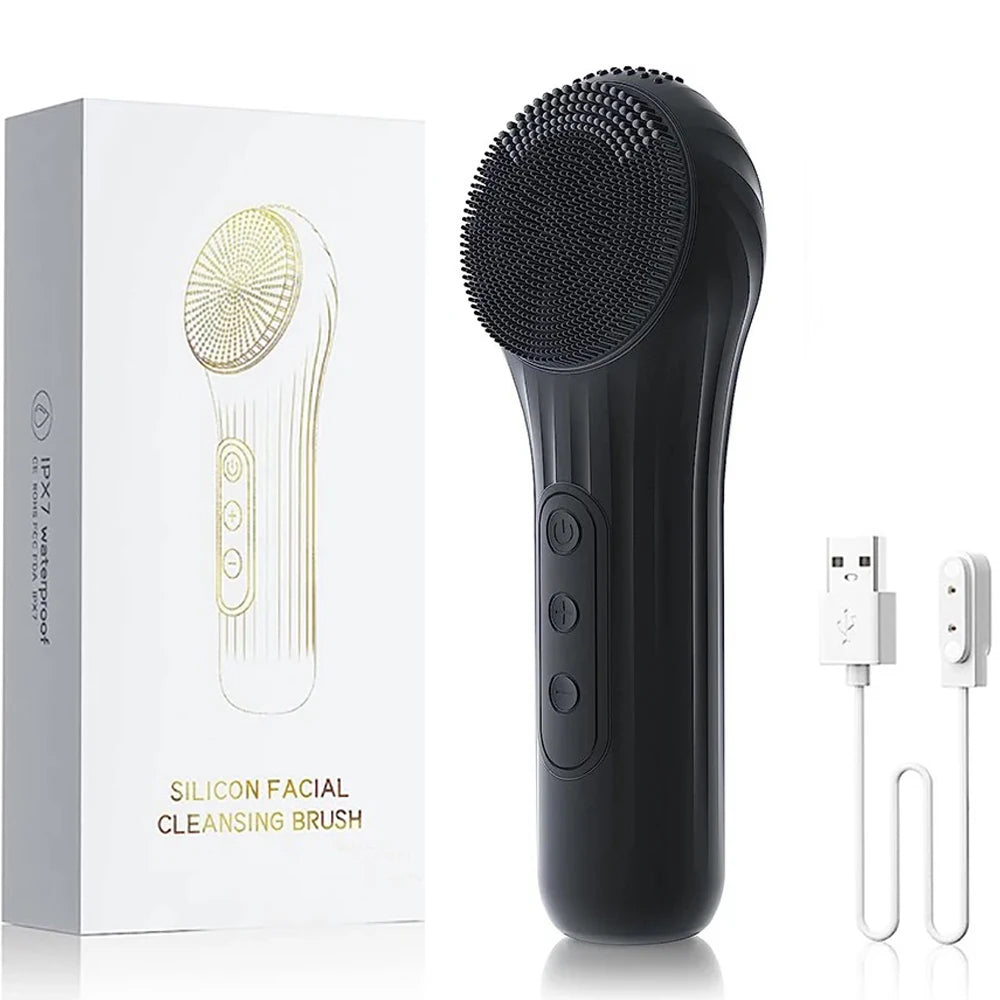 GLOMEVE Sonic Silicone Facial Cleansing Brush – IPX7 Waterproof, Heated Massage & 5-Mode Deep Clean