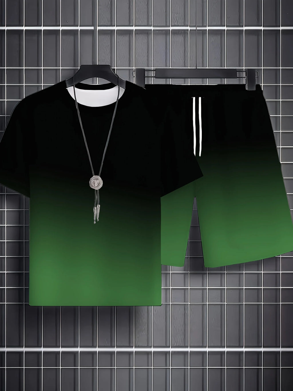 Men's Cross Print Short Sleeve T-Shirt & Shorts Set – Streetwear Holiday 2-Piece