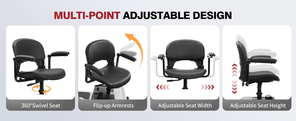 Foldable Travel Mobility Scooter for Seniors, Magnetic Brake