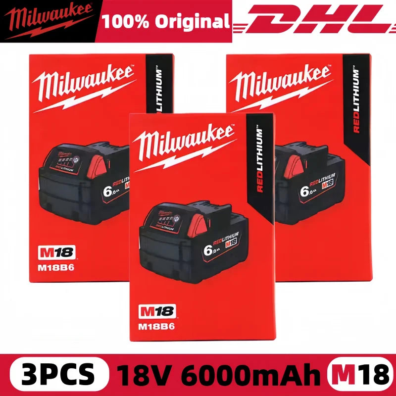 Milwaukee M18 6Ah Replacement Battery – 18V Lithium-Ion Rechargeable for M18 Cordless Power Tools