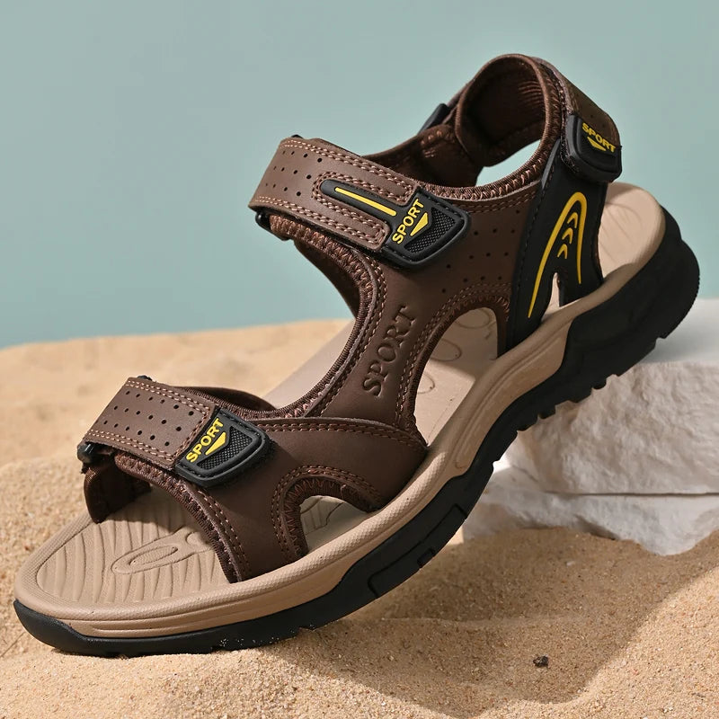 Men's Casual Leather Beach Sandals – Lightweight Gladiator Style