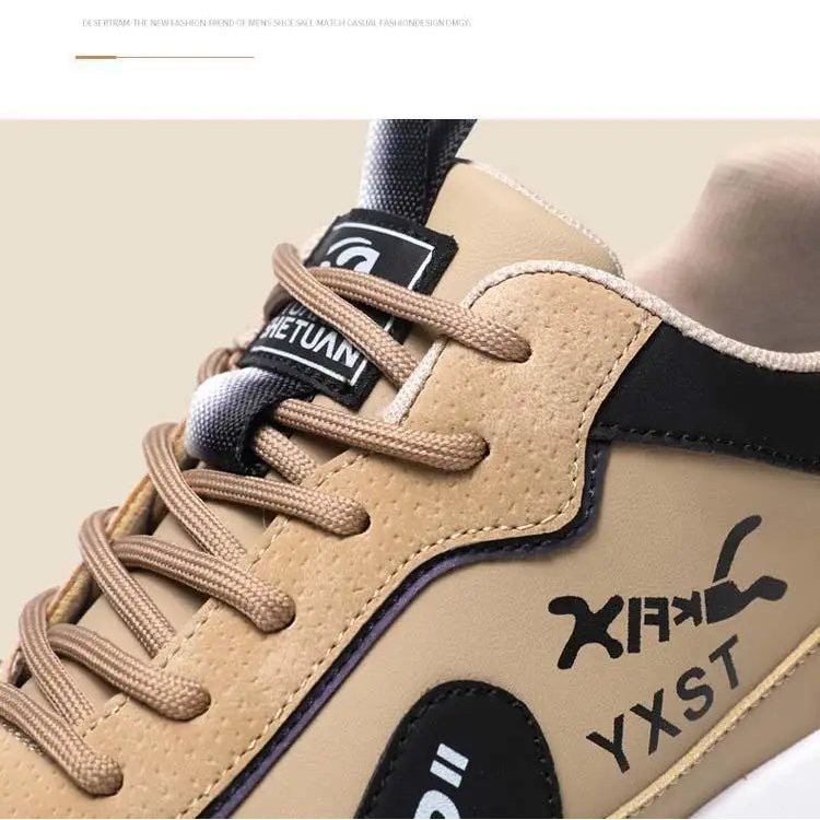 Men's Breathable Faux Leather Lace-Up Sneakers