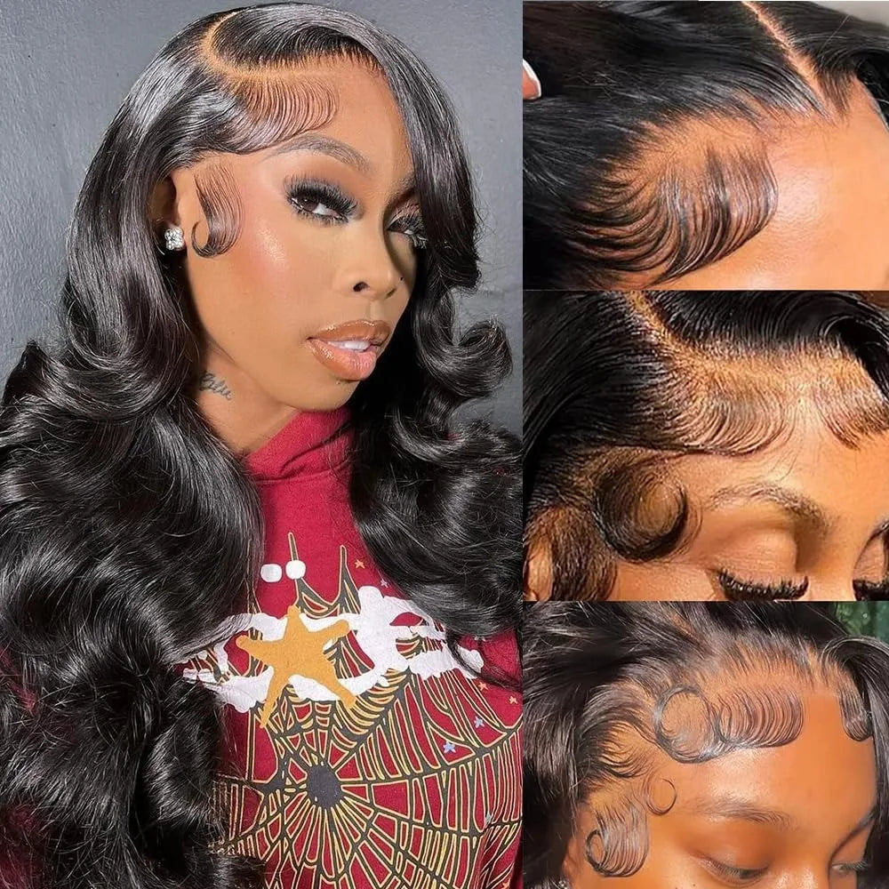 200% Density 13x4 Body Wave Lace Front Human Hair Wig Pre Plucked 40 Inch 13x6 Hd Transparent Lace Frontal Wigs For Black Women