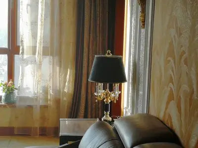 Crystal Table Lamp – Black or Beige Fabric Shade