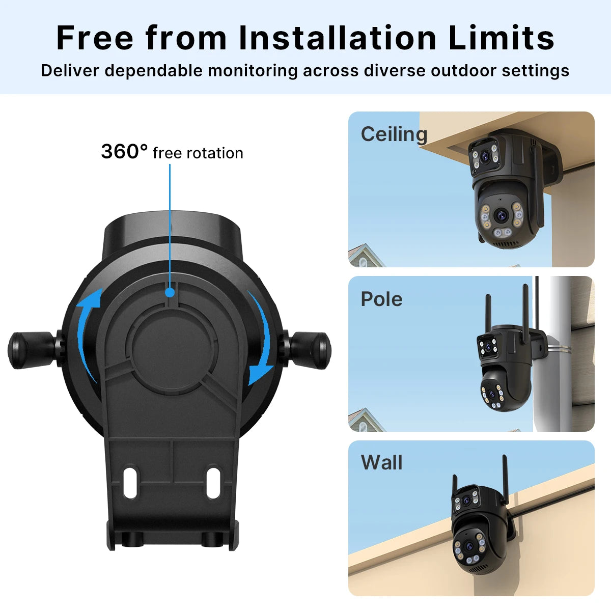 8MP Dual Lens WiFi PTZ Outdoor Security Camera – AI Auto Tracking, Color Night Vision, 2-Way Audio