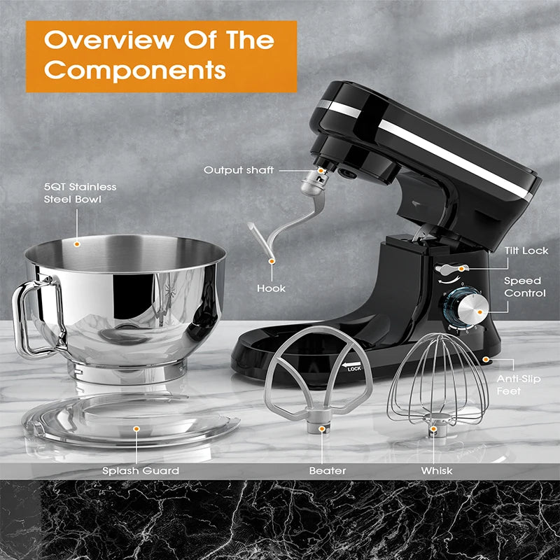 1000W Stand Mixer & Food Processor – 8+P Speed Electric Blender, Egg Whisk, Desktop Kitchen Mixer with Bowl