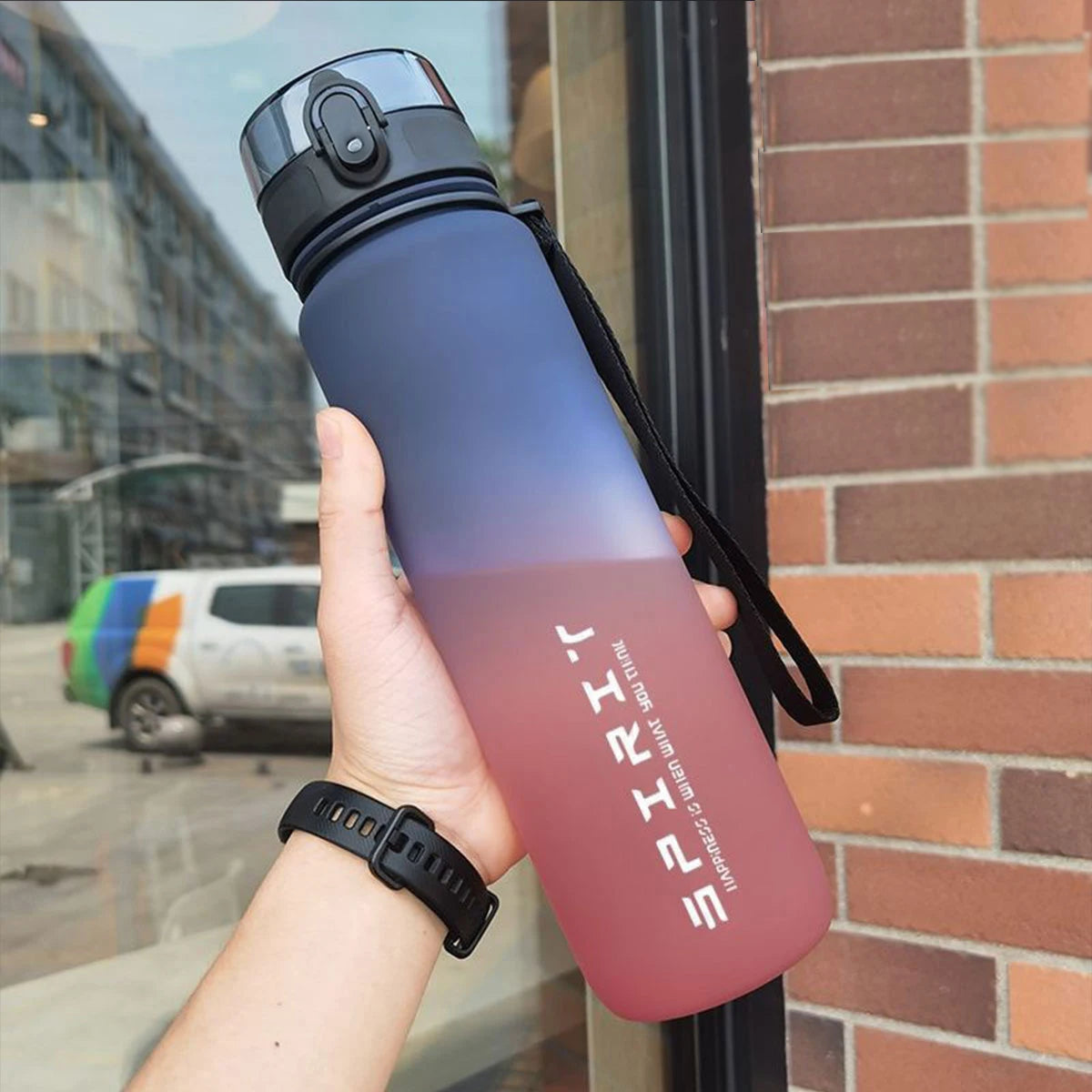 WIFEFUN Gradient Water Bottle 600ml/750ml/1000ml – BPA-Free PC, One-Button Flip Lid, Leakproof, Outdoor & Gym