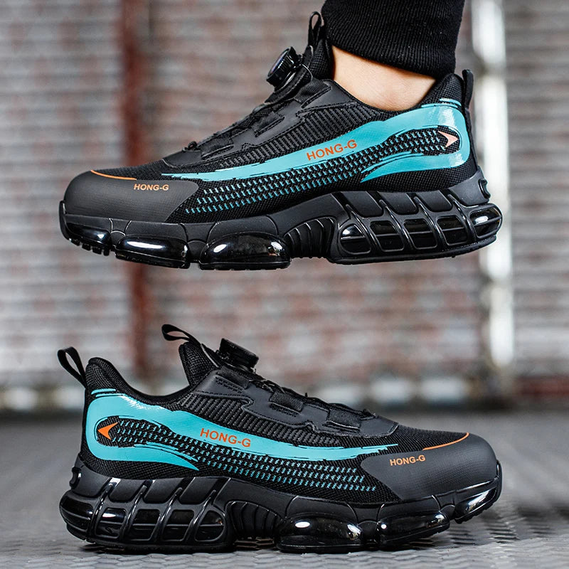 Men's Air Mesh Button-Closure Work Shoes