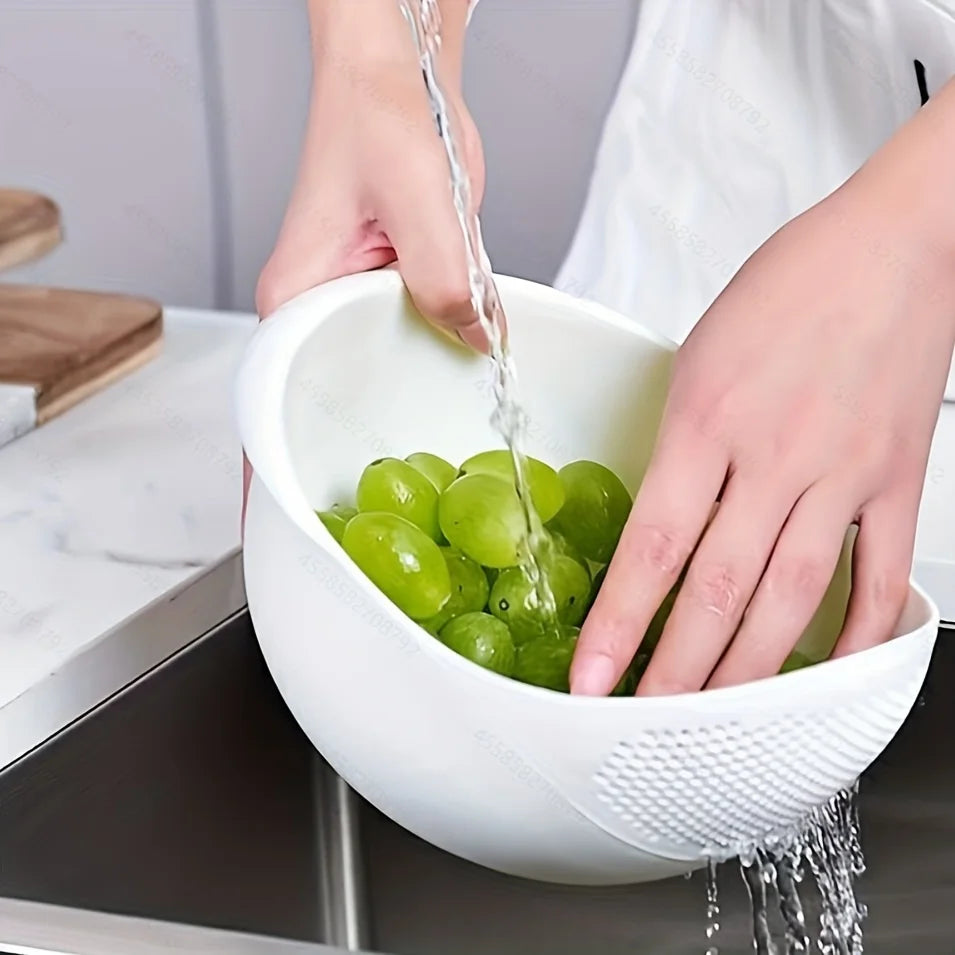 Rinse Rice, Veggies & More — Multi-Purpose Rice Drainage Basket | Oval Colander Sieve, Fine Holes, Eco-Friendly Plastic