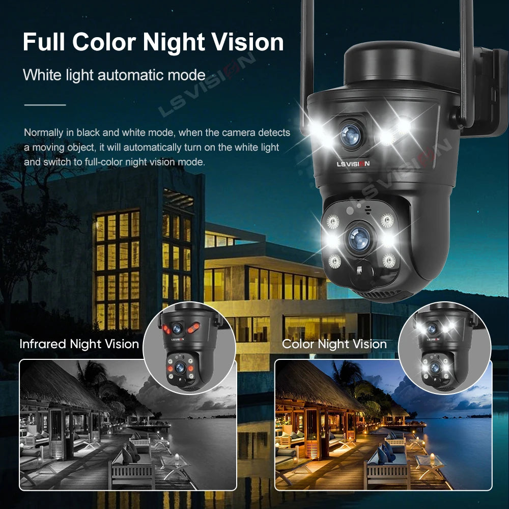 8MP Dual Lens Solar Security Camera – 4G/WiFi, PTZ 355°, PIR Human Detection, Night Vision | Outdoor CCTV