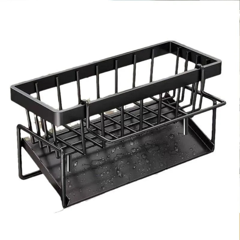 Kitchen Sponge Holder & Sink Drain Rack – Dish Cloth & Scrubber Organizer with Hanging Hook