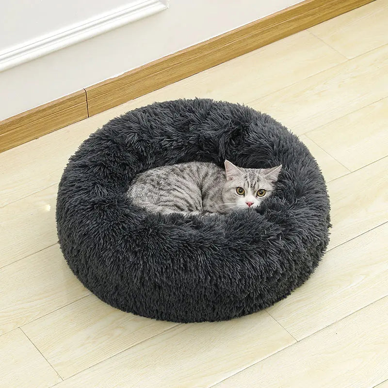 Soft Long Plush Dog Bed – Warm Basket Cushion for Small & Medium Dogs and Cats