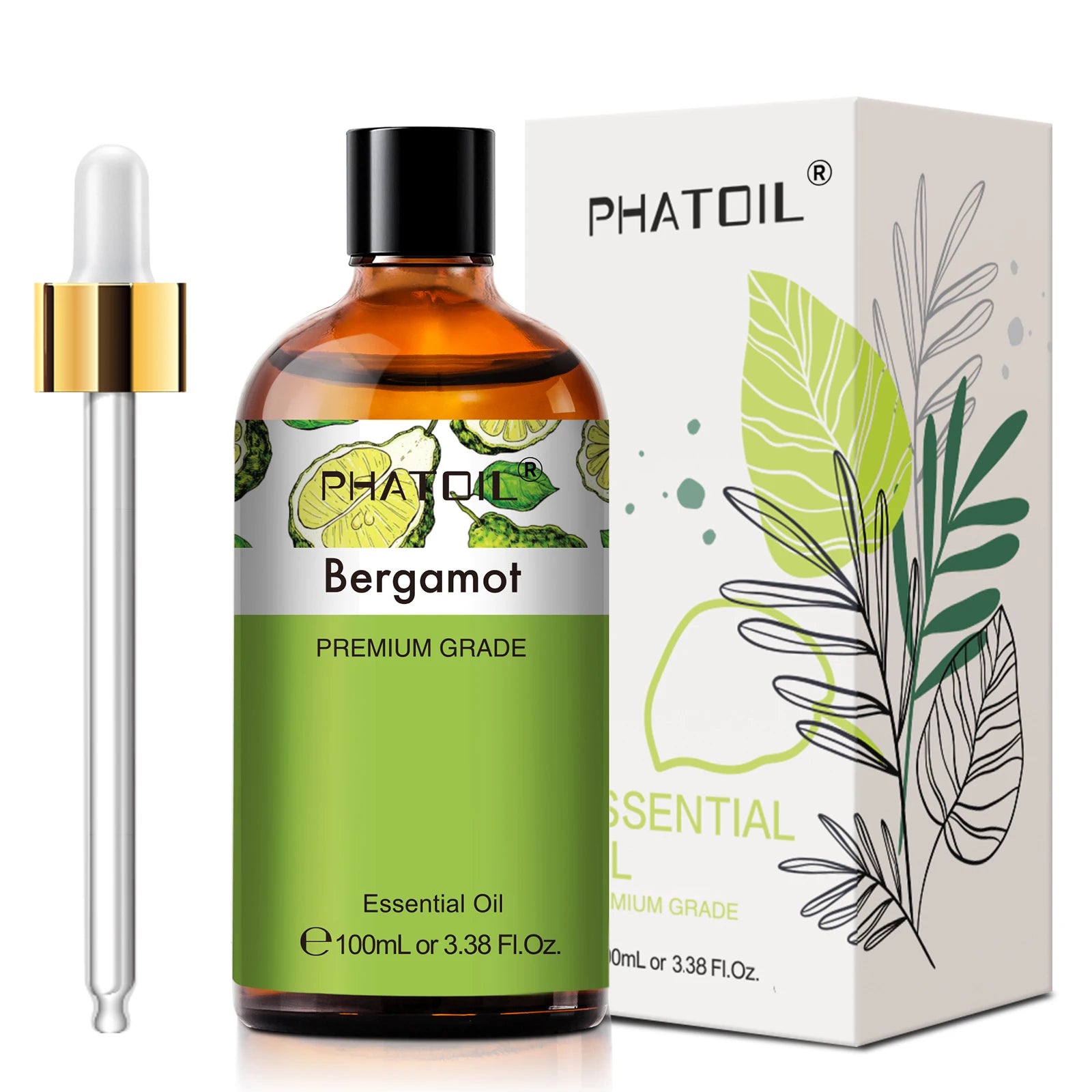 PHATOIL Essential Oils 100ml — Eucalyptus, Lavender, Vanilla, Jasmine, Lemon & Bergamot for Aromatherapy & Candle Making