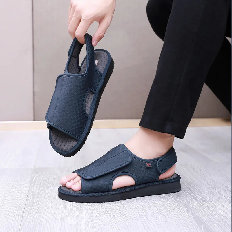 Men's & Women's Diabetic Walking Sandals – Lightweight Breathable Anti-Slip Summer Shoes with Adjustable Hook & Loop, Sizes 41–49