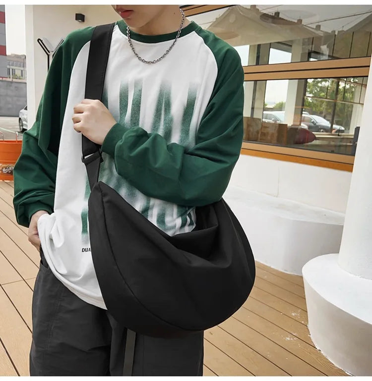 Extra Large Nylon Crossbody Bag – Big Capacity Unisex Shoulder Hobo Travel Bag
