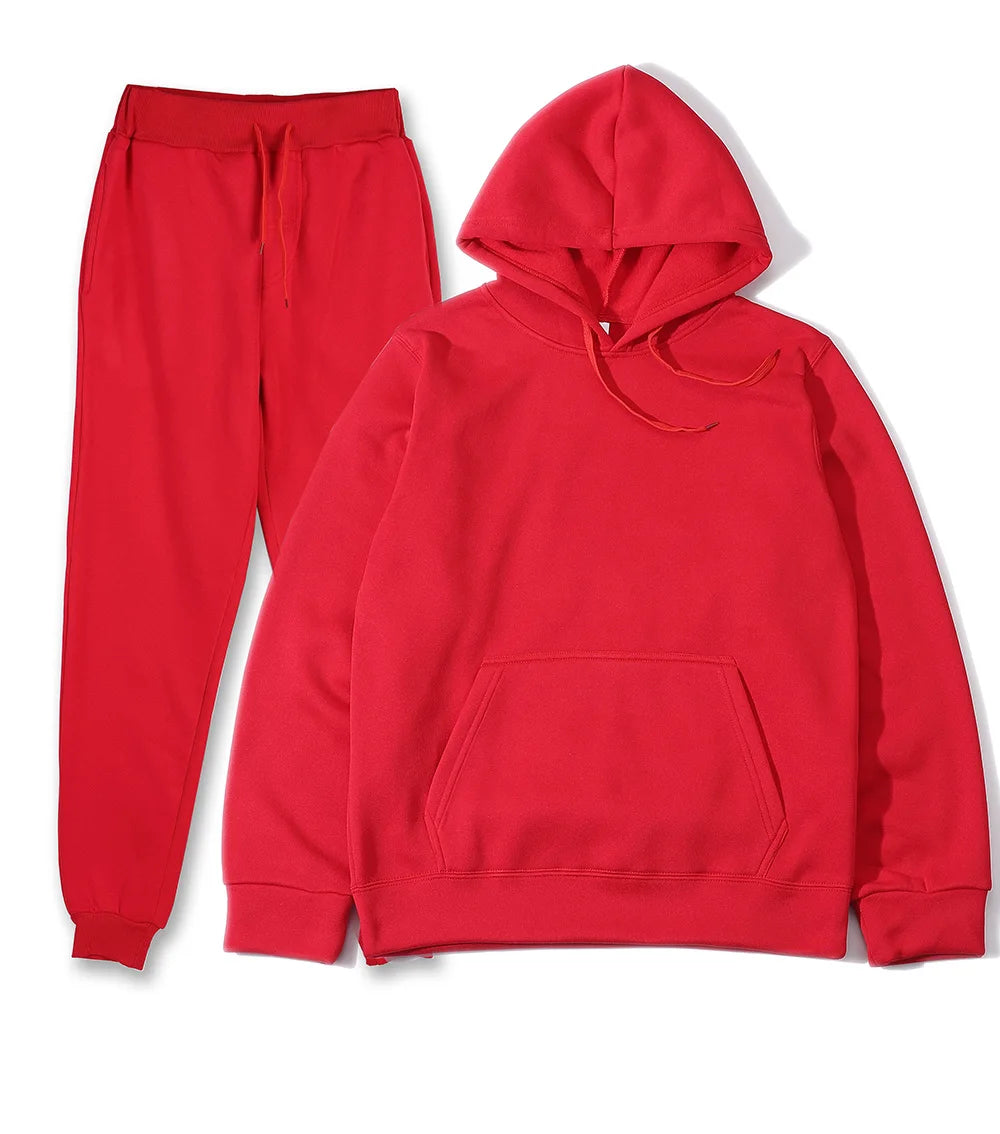 Men's Solid Color Hoodie & Pants Tracksuit Set – Fashionable Casual Sport (S–3XL)