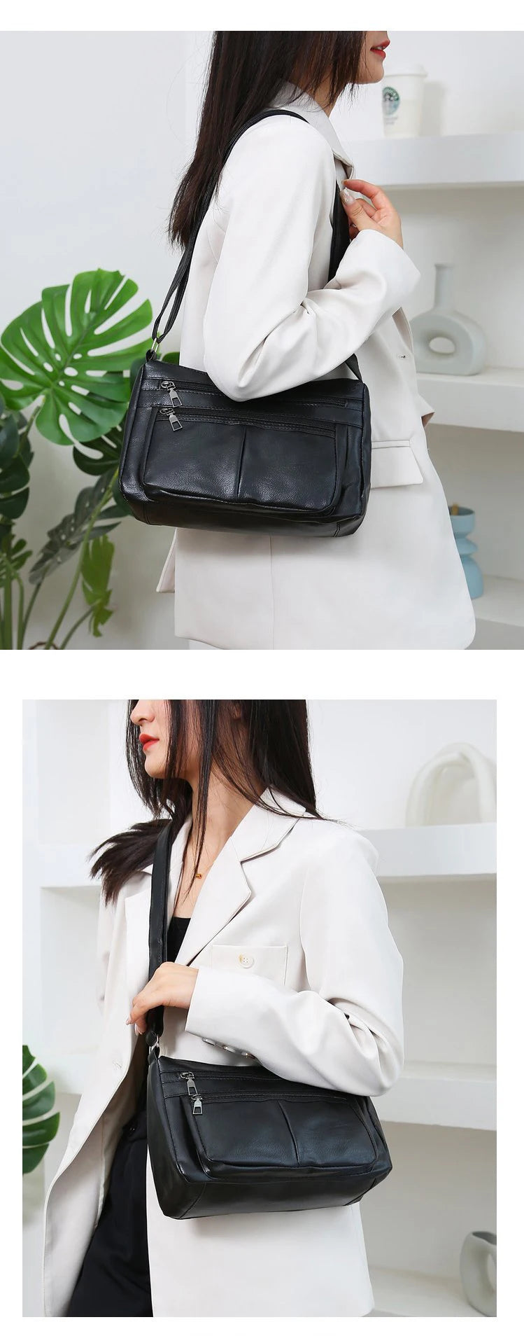 Korean Soft Leather Crossbody Shoulder Bag – Luxury Designer Tote for Women