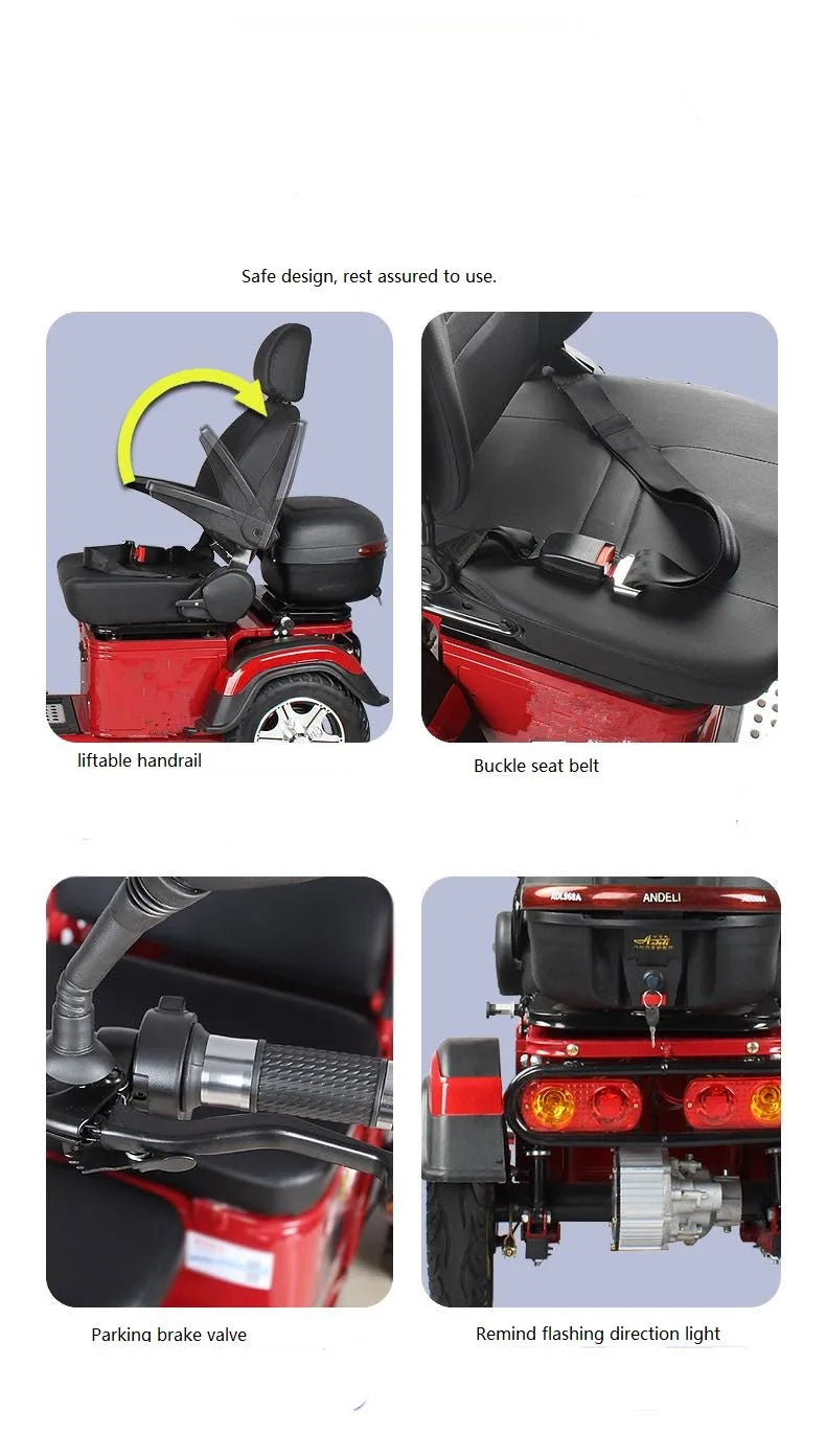 4-Wheel Mobility Scooter – 600W Motor, 40–50 km Range