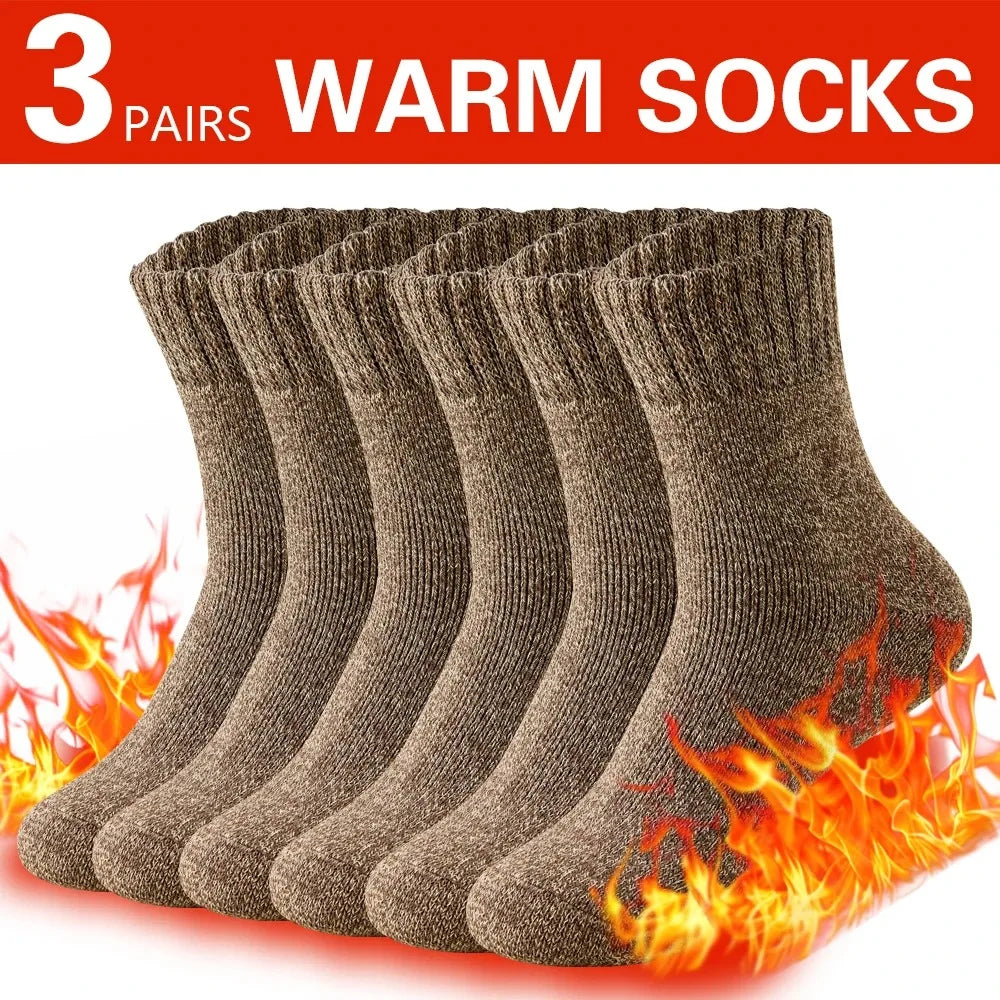 Men's Cotton-Blend Winter Socks, 3 Pairs