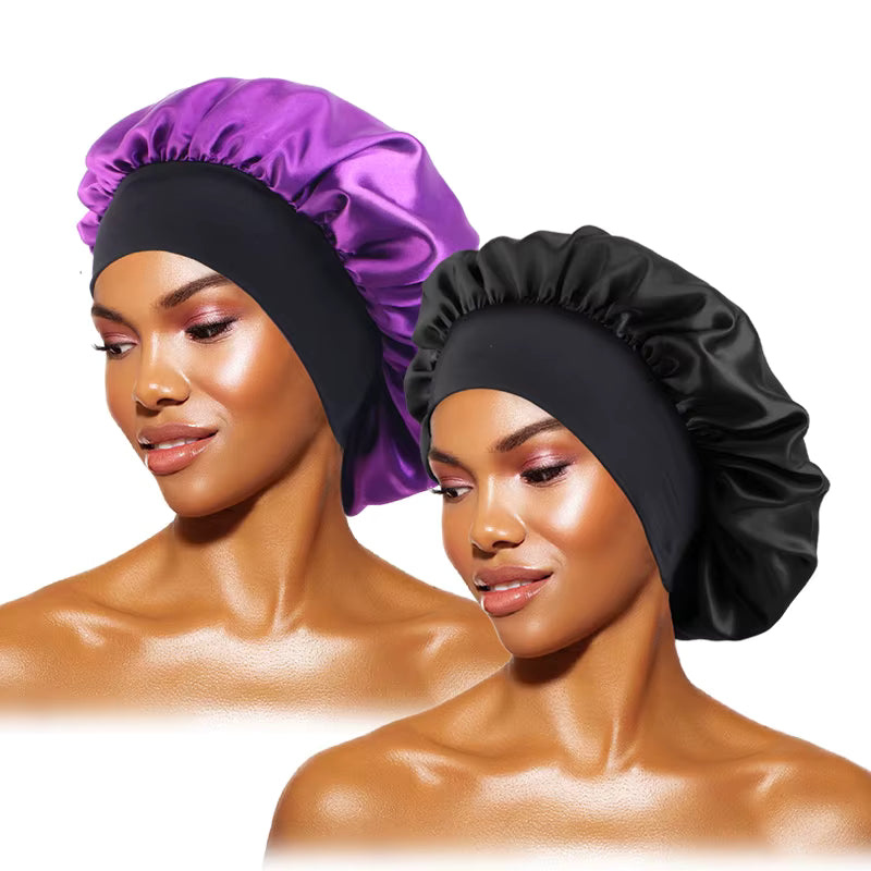 Satin Sleep Bonnet — Wide-Brim Hair Care Cap