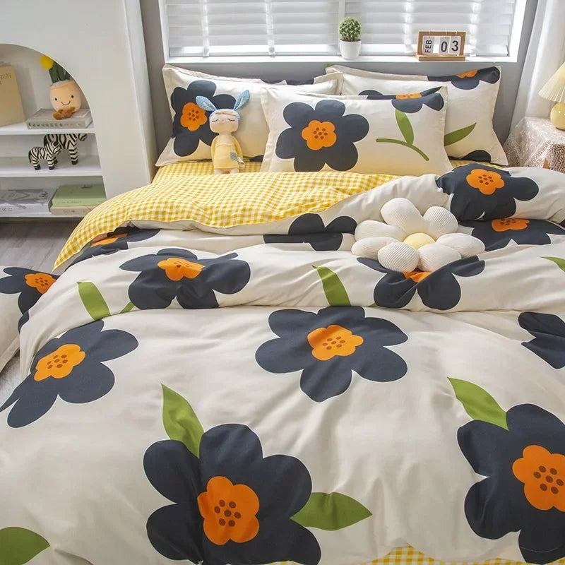 Cartoon Print Duvet Cover Set – Skin-Friendly 400TC Polyester, 3-Piece with 2 Pillowcases, 20 Designs & 4 Sizes