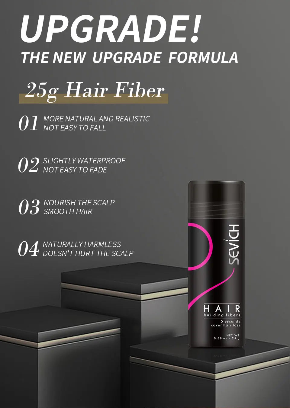 SEVICH Hair Building Fiber Set Cover Sparse Hair Or Bald Spots Hair Loss Regrowth Treatment Keratin Hair Fiber Powder Applicator