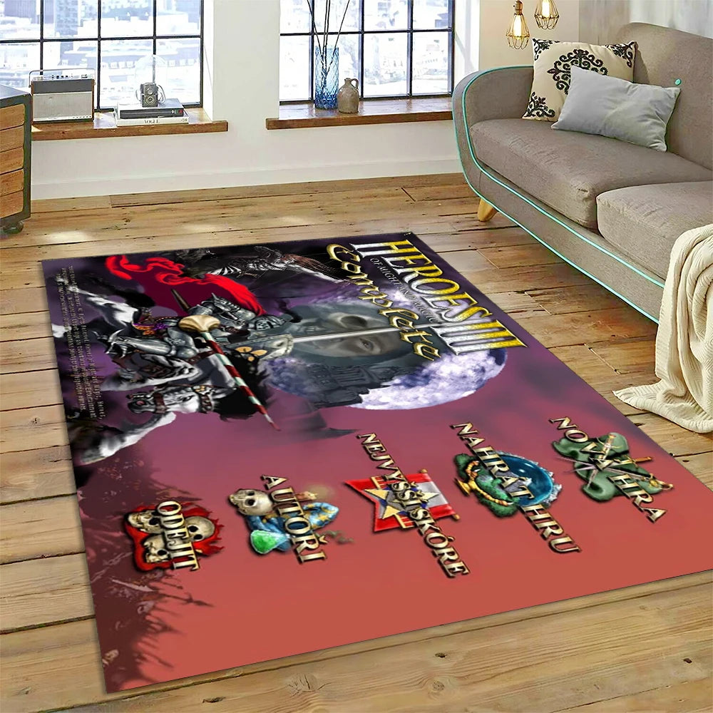 Heroes of Might & Magic Retro Gaming Rug – Non-Slip Floor Mat for Living Room, Bedroom & Sofa, 27 Designs & 9 Sizes