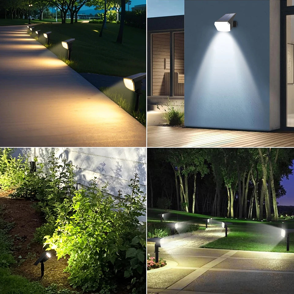 59-LED Solar Spotlight – IP65 Waterproof, 3 Brightness Modes, 2-in-1 Ground & Wall Mount for Garden