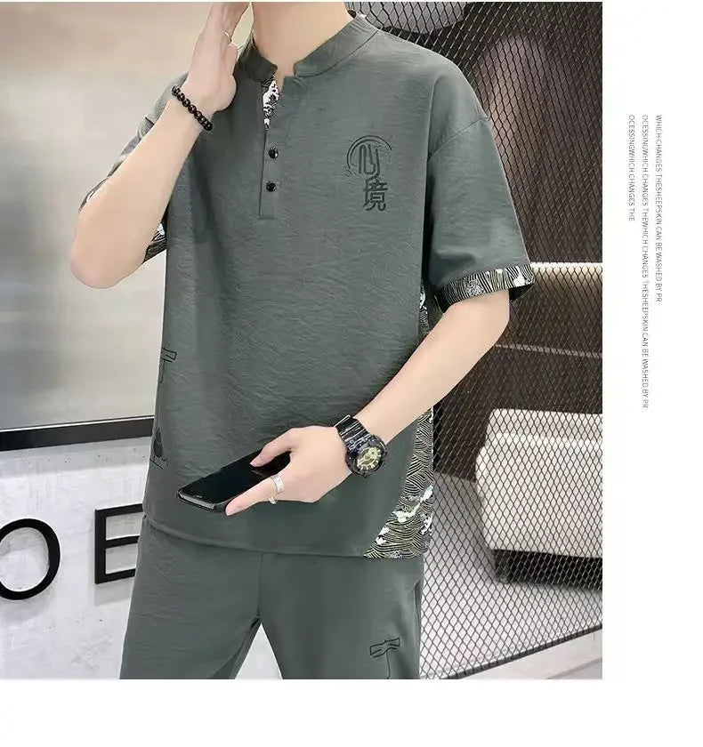 Men's Cotton Shirt & Trousers 2-Piece Set – High Quality Summer Fashion Suit M–4XL