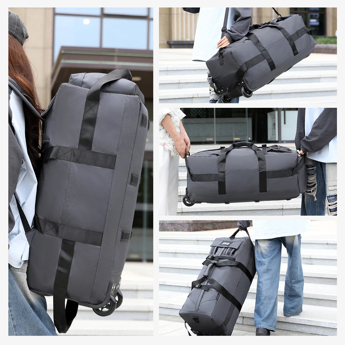 Large-Capacity Wheeled Travel Duffel Bag – Unisex Outdoor Luggage