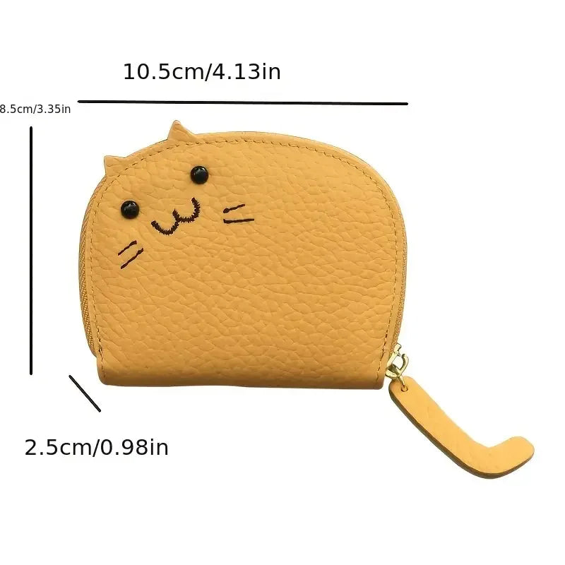 Cartoon Cat Shaped Wallet – Faux Leather Multi-Card Holder & Coin Purse for Women
