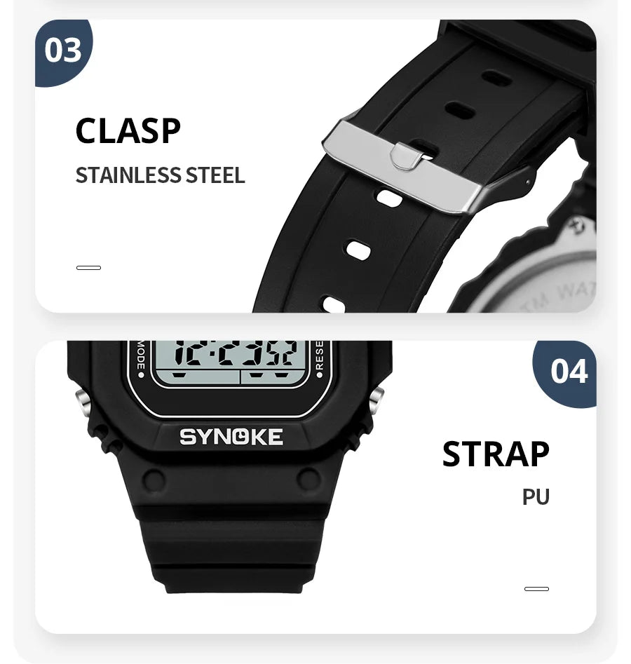 SYNOKE Men's Military Digital Watch | Outdoor Sport Retro Waterproof Multifunctional Luminous Wristwatch