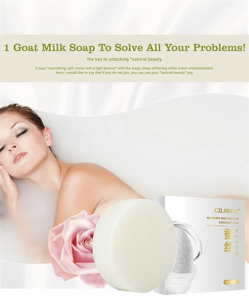 Okeny's Silk Protein Whitening Soap Bar – Underarm & Knee Bleaching, Dark Spot & Chicken Skin Removal, 50g