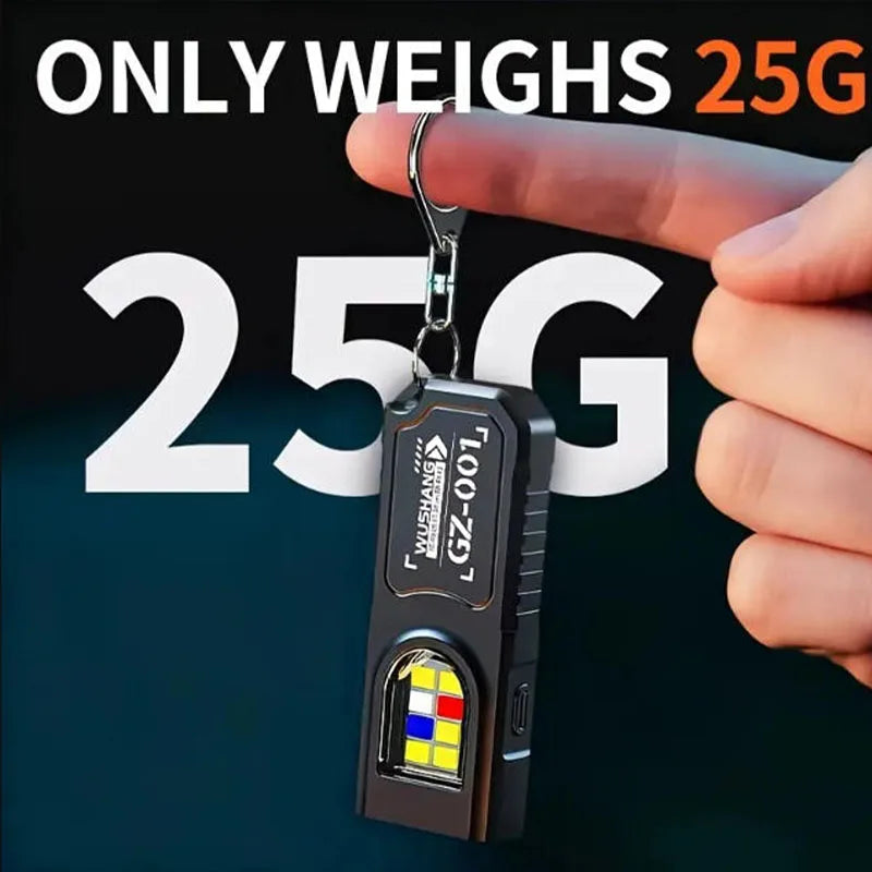 Mini COB LED Keychain Flashlight – USB-C Rechargeable, 5-Mode, IPX6 Waterproof EDC Pocket Light