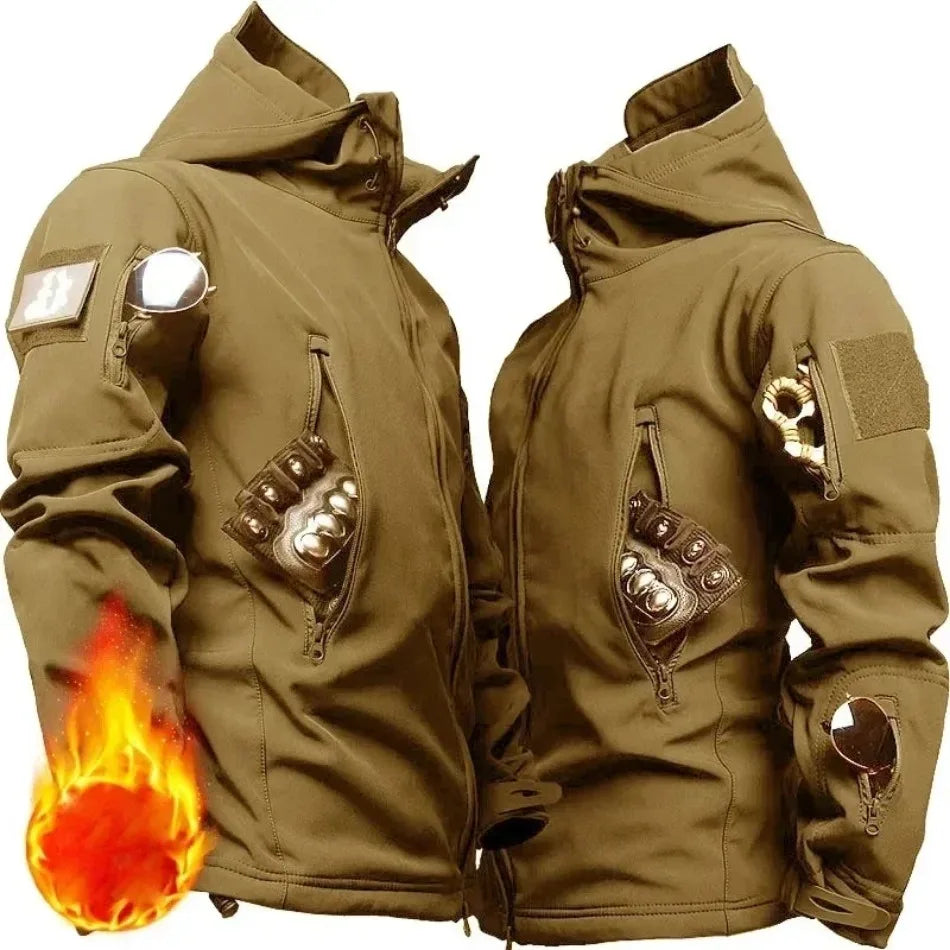 Men's Camo Waterproof Tactical Jacket & Fleece Pants Set – Winter Hunting Outdoor 2-Piece
