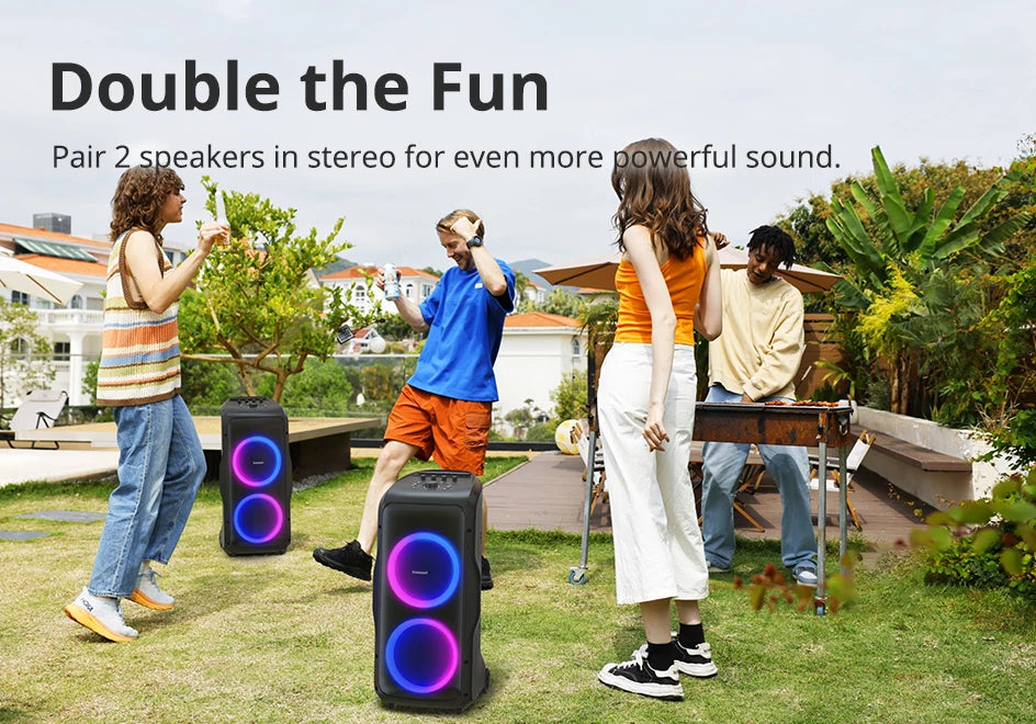 Tronsmart Halo 300 Party Speaker 240W — Bluetooth 5.3, 20H Battery, Mic/Guitar/XLR Input, Light Show