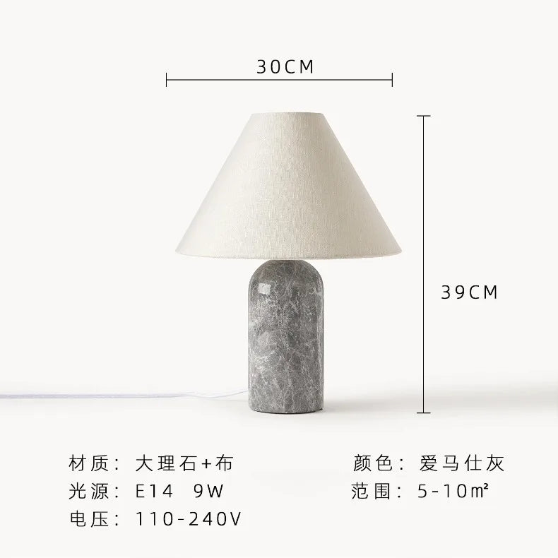 Marble Base Lamp – Tapered Fabric Shade