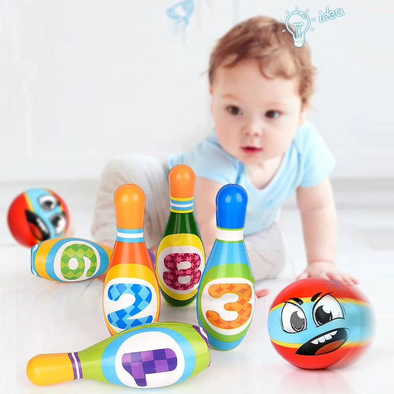 Kids Bowling Set – 10 Soft PU Pins & 2 Balls, Indoor & Outdoor Toddler Bowling Game, Ages 3–10