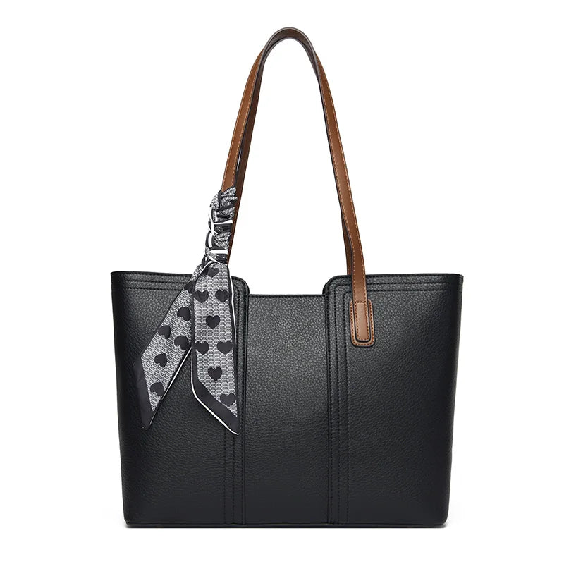 Genuine Cow Leather Large Shoulder Tote Bag – Rivet Sequin Designer Handbag for Women