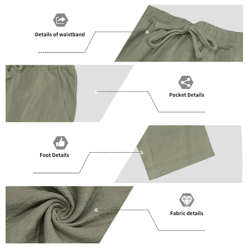 Men's Linen Casual Loose Hooded Henley Shirt & Long Pants Set – Relaxed Autumn 2-Piece Suit