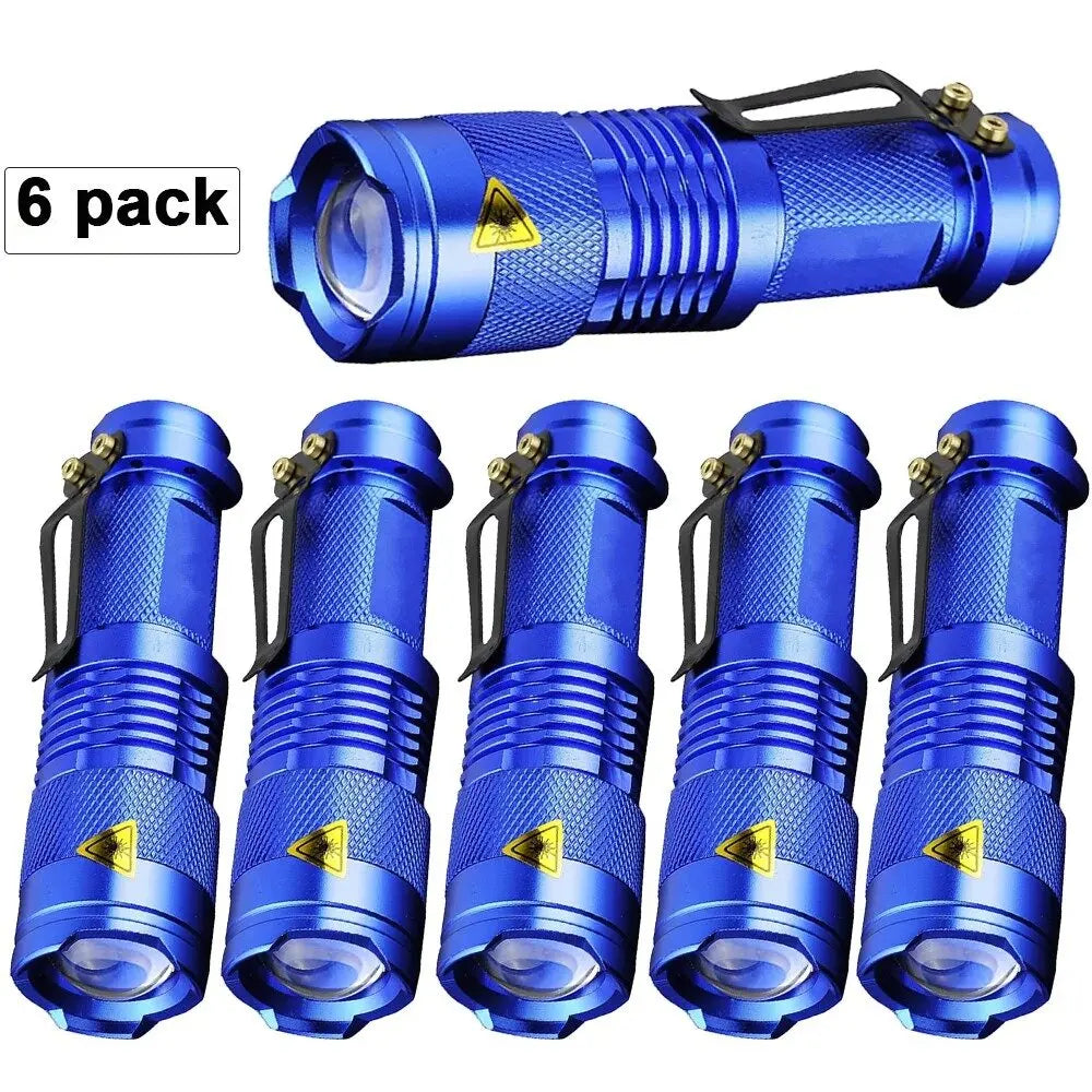 Portable LED Flashlight | Green, Blue & Red Light, Adjustable Focus, 160 Lumens, Waterproof Aluminum Pocket Torch