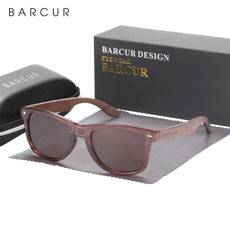 BARCUR Natural Wooden Polarized Sunglasses | Black Walnut UV400 Men's Eyewear
