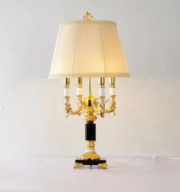 Crystal Table Lamp – Black or Beige Fabric Shade